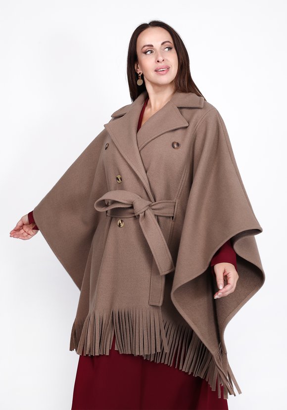 Пальто-пончо с бахромой шир.  580, рис. 5