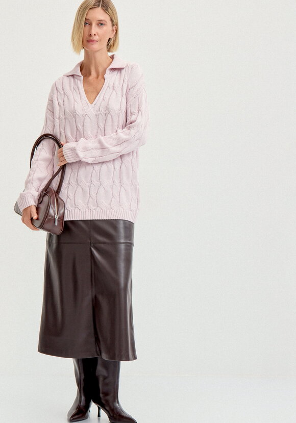 Джемпер с косами и воротником-поло шир.  580, рис. 29