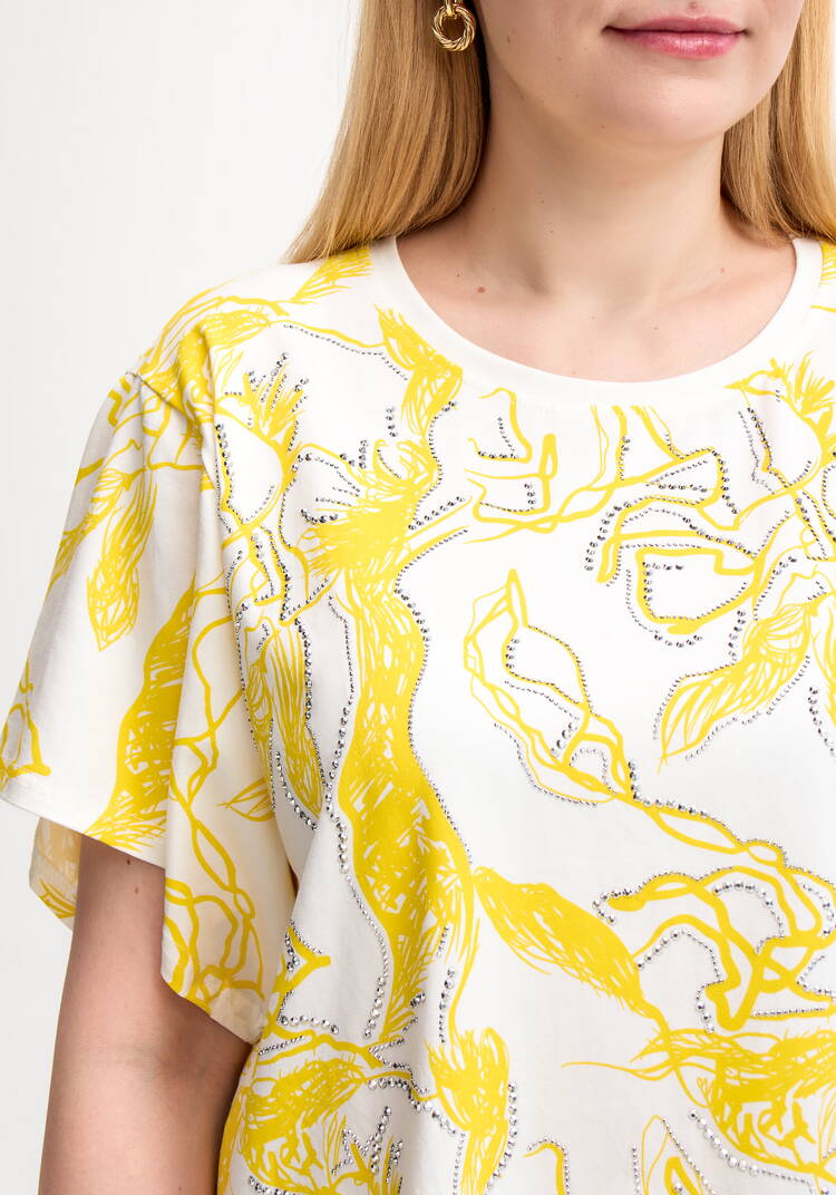 Блуза с оригинальным принтом и стразами шир.  750, рис. 22