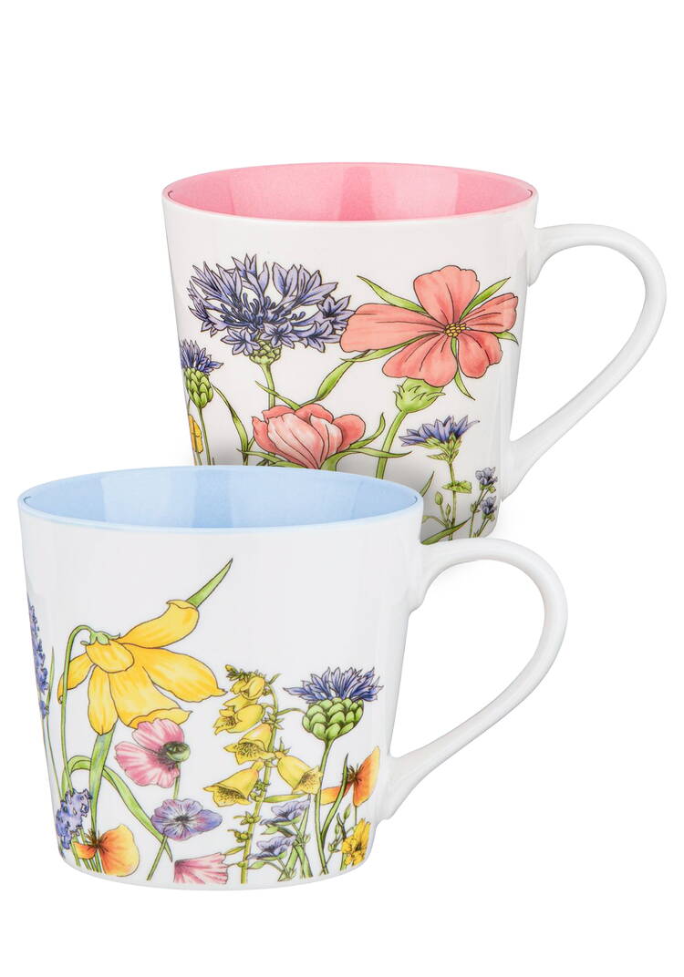 Набор фарфоровых кружек Цветы, 2 шт шир.  750, рис. 1