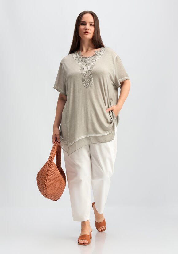 Туника с ажурной аппликацией на горловине шир.  580, рис. 2