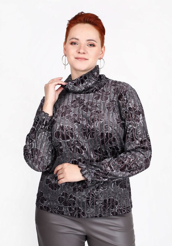 Блуза с воротником хомут и длинным рукавом шир.  580, рис. 1