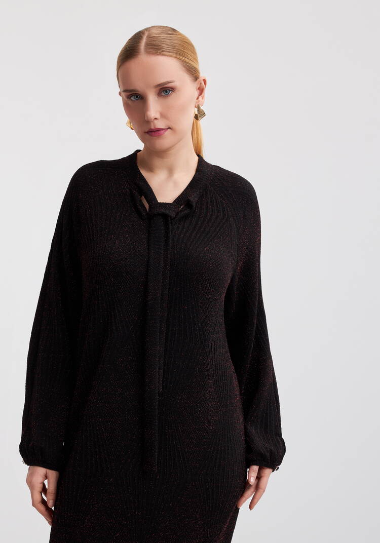 Платье трикотажное с бантом и люрексом шир.  750, рис. 2