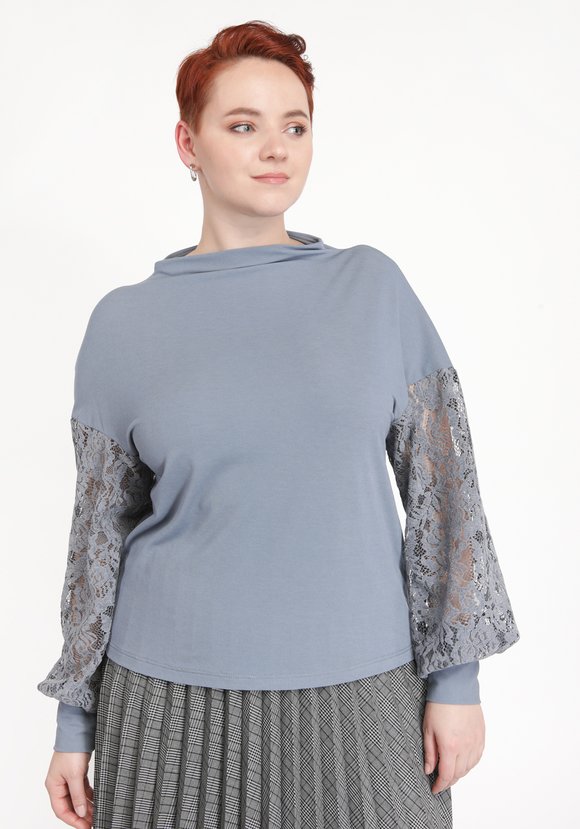 Джемпер с кружевной вставкой на рукавах шир.  580, рис. 10