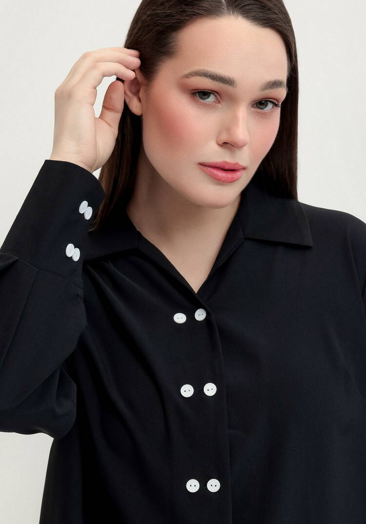 Рубашка с контрастными пуговицами шир.  750, рис. 6