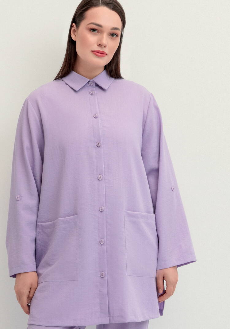 Рубашка на пуговицах свободного кроя шир.  750, рис. 4