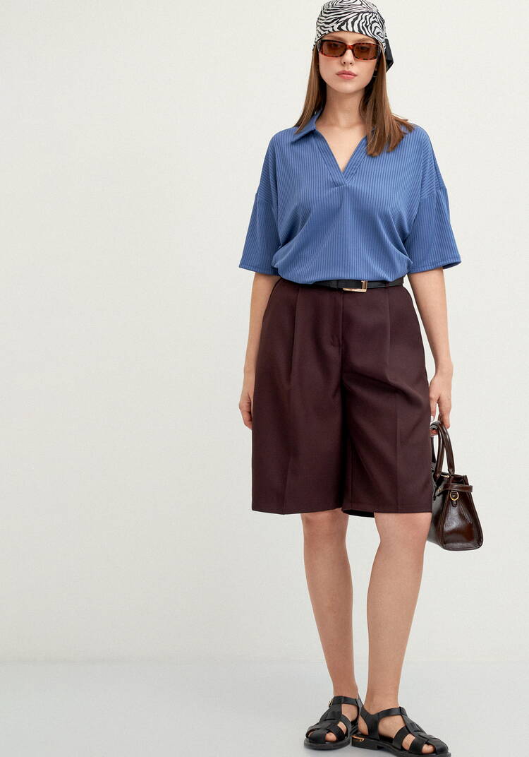 Поло с отложным воротником в рубчик шир.  750, рис. 18