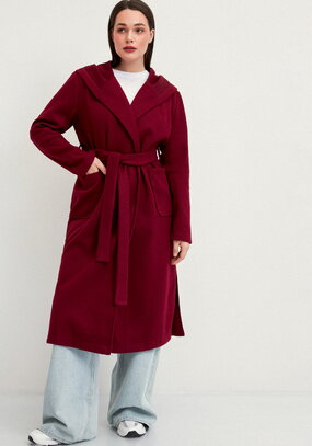 Пальто удлиненное на запах с разрезами