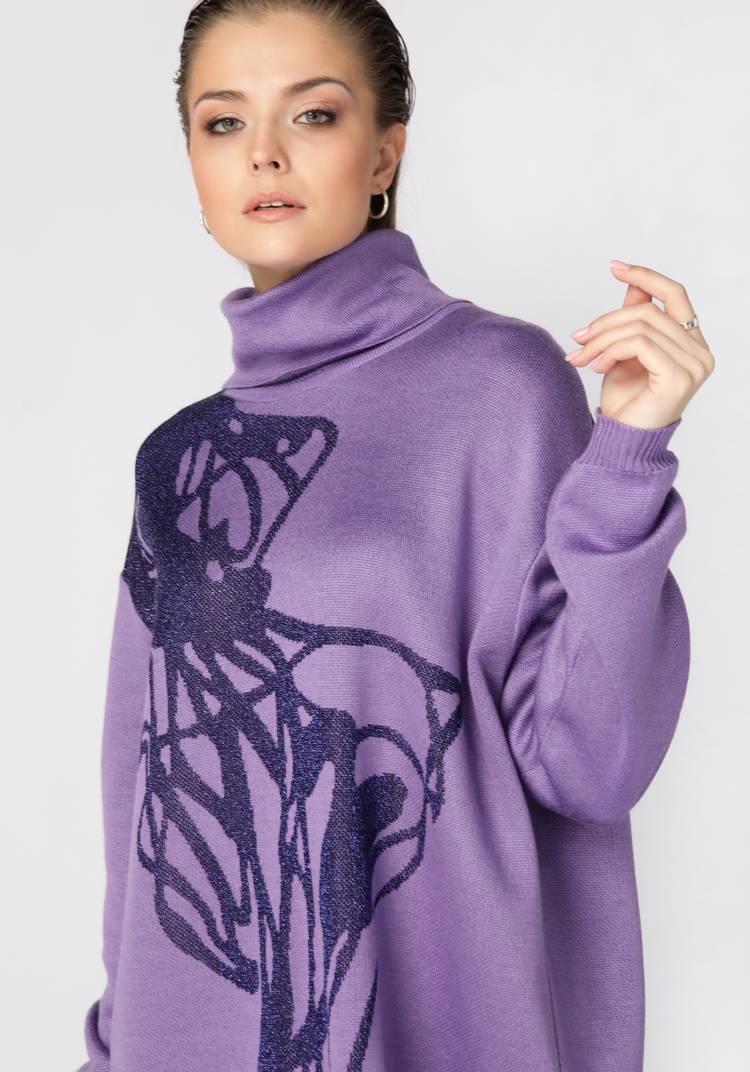 Туника женская с абстракцией и высоким горлом шир.  750, рис. 5