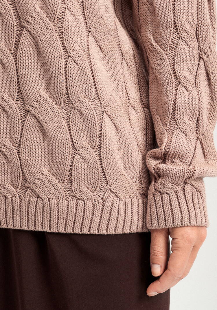 Джемпер с косами и воротником-поло шир.  750, рис. 21