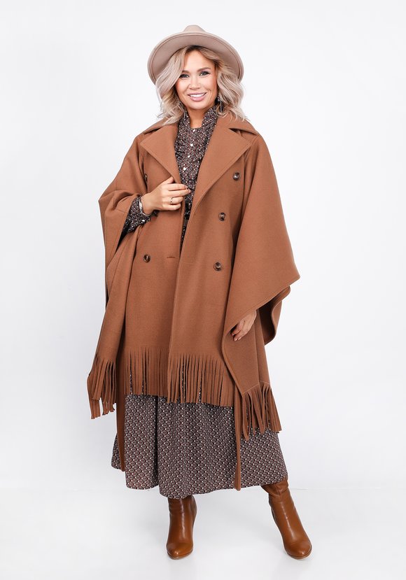 Пальто-пончо с бахромой шир.  580, рис. 1