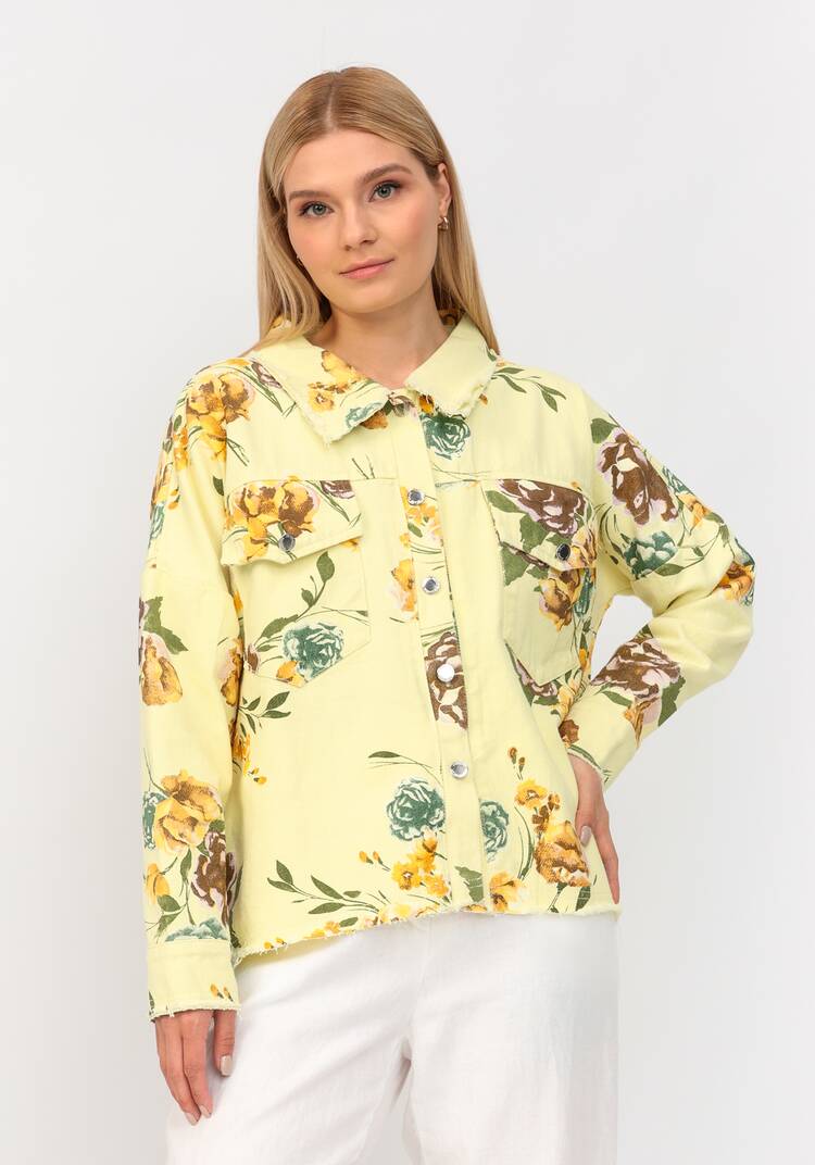 Джинсовая куртка с цветочным принтом шир.  750, рис. 7