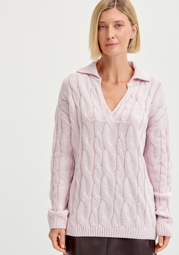 Джемпер с косами и воротником-поло шир.  580, рис. 26