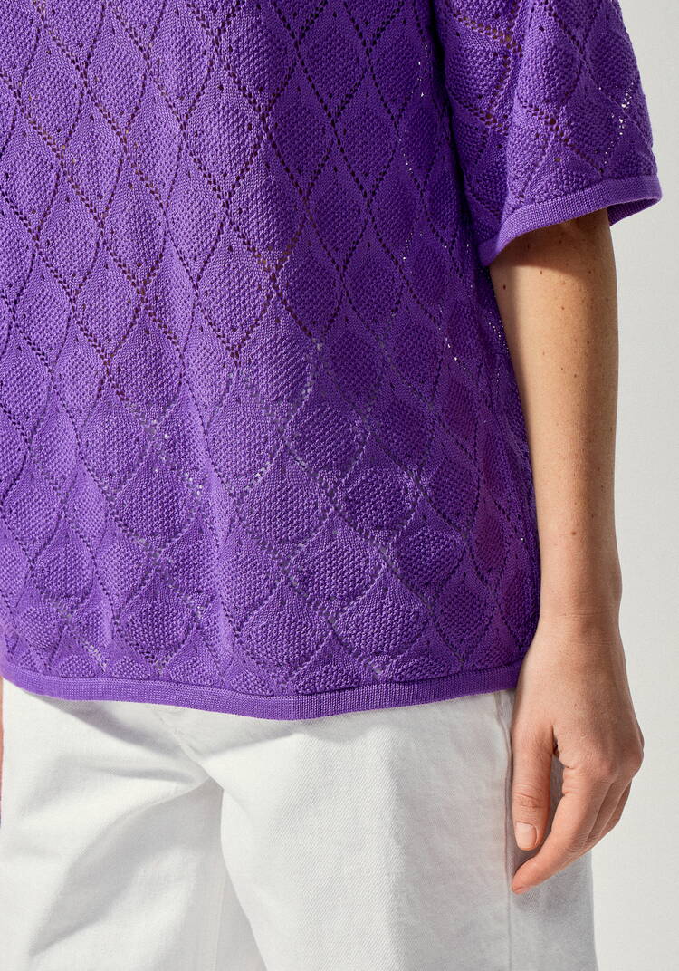 Джемпер-поло с ажурным рисунком шир.  750, рис. 31