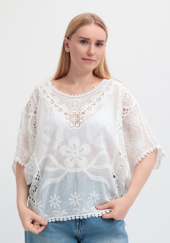 Блуза свободная с кружевным шитьем шир.  580, рис. 10