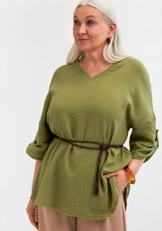 Туника с V-образным вырезом и рукавом 3/4