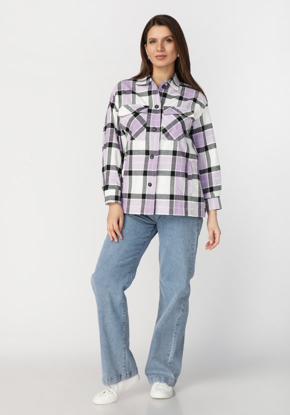 Рубашка женская в клетку  Беатриса шир.  580, рис. 3