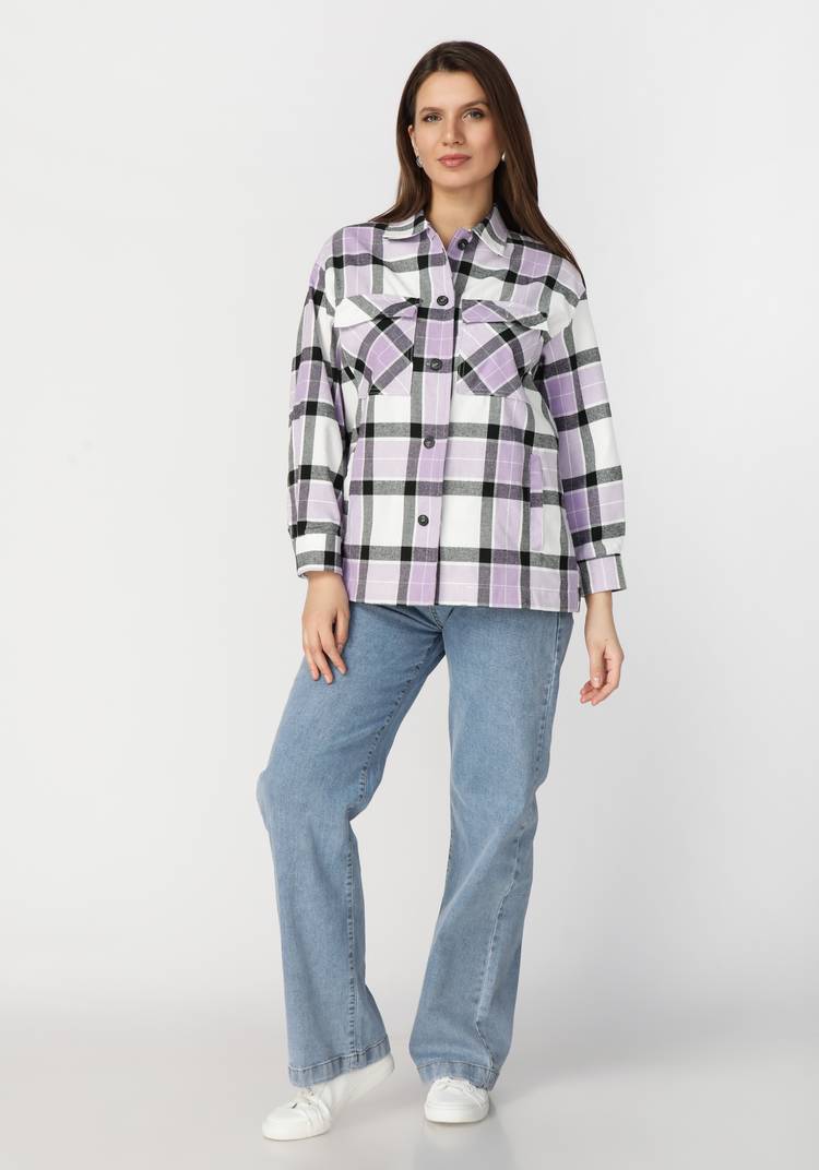 Рубашка женская в клетку  Беатриса шир.  750, рис. 3