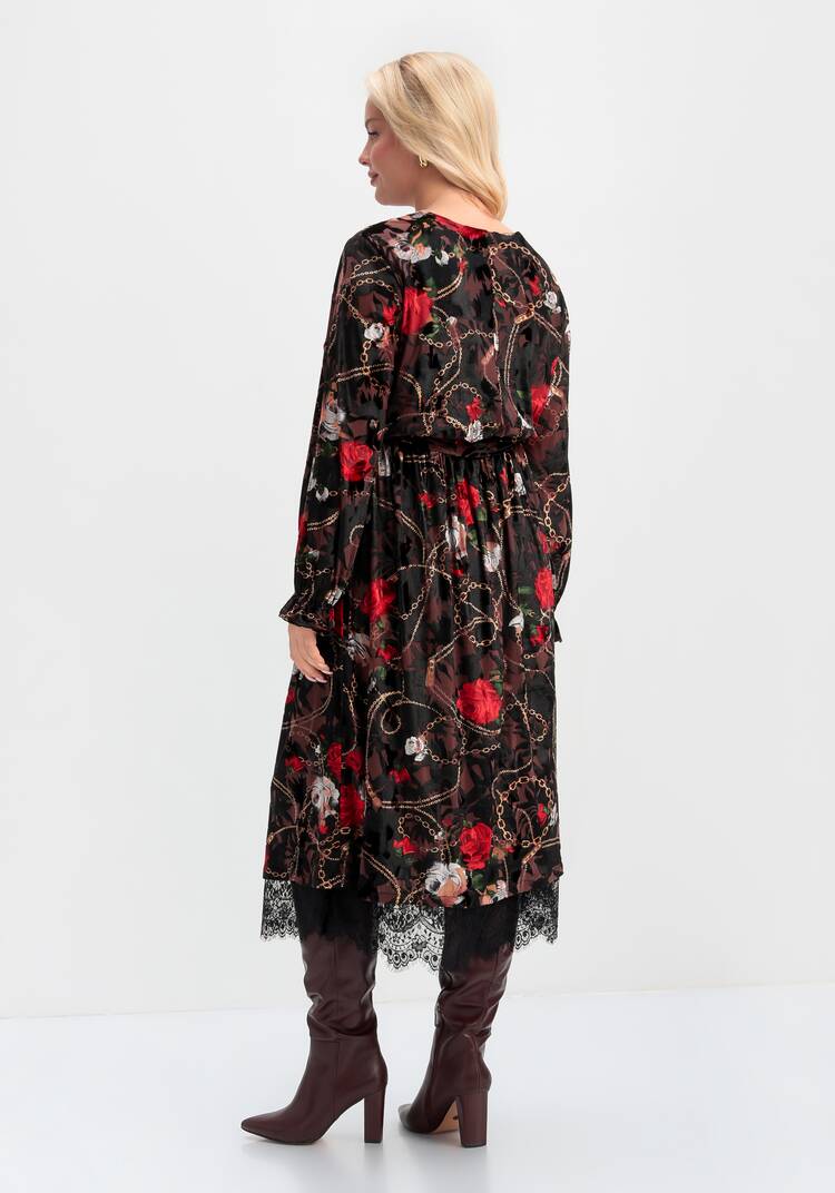 Платье с цветочным принтом из креш бархата шир.  750, рис. 3