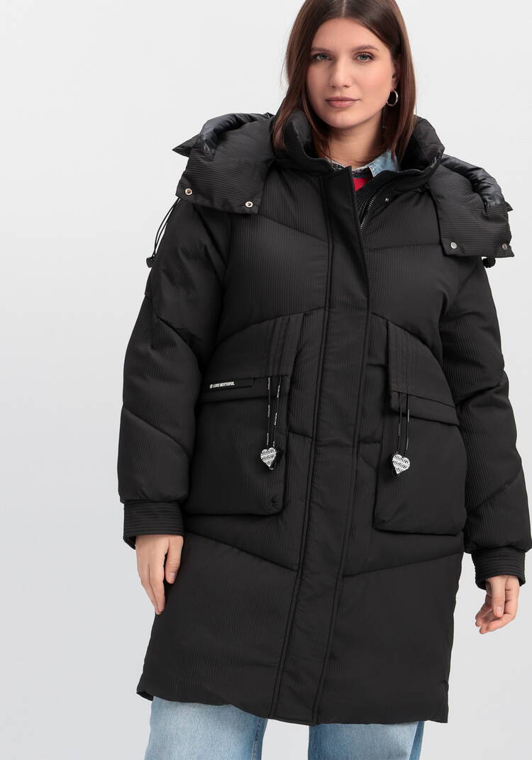 Пуховик с капюшоном и объемными карманами шир.  750, рис. 4