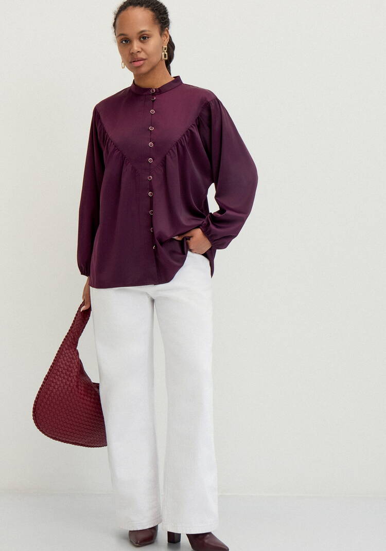 Блуза шелковая с кокеткой шир.  750, рис. 10