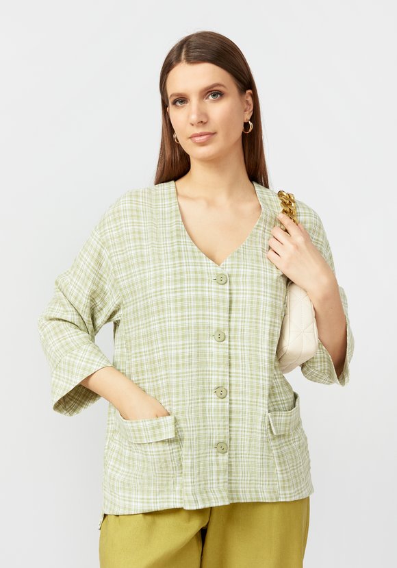 Пиджак в клетку из хлопка шир.  580, рис. 7