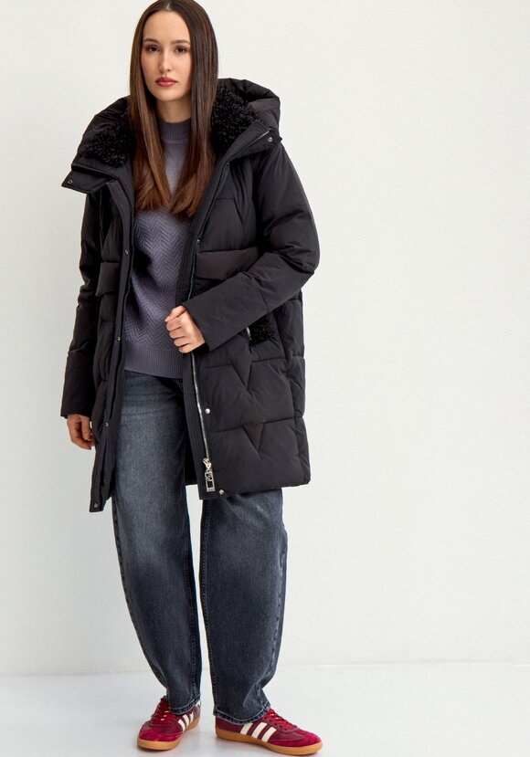 Пальто стеганое с меховой отделкой шир.  580, рис. 28