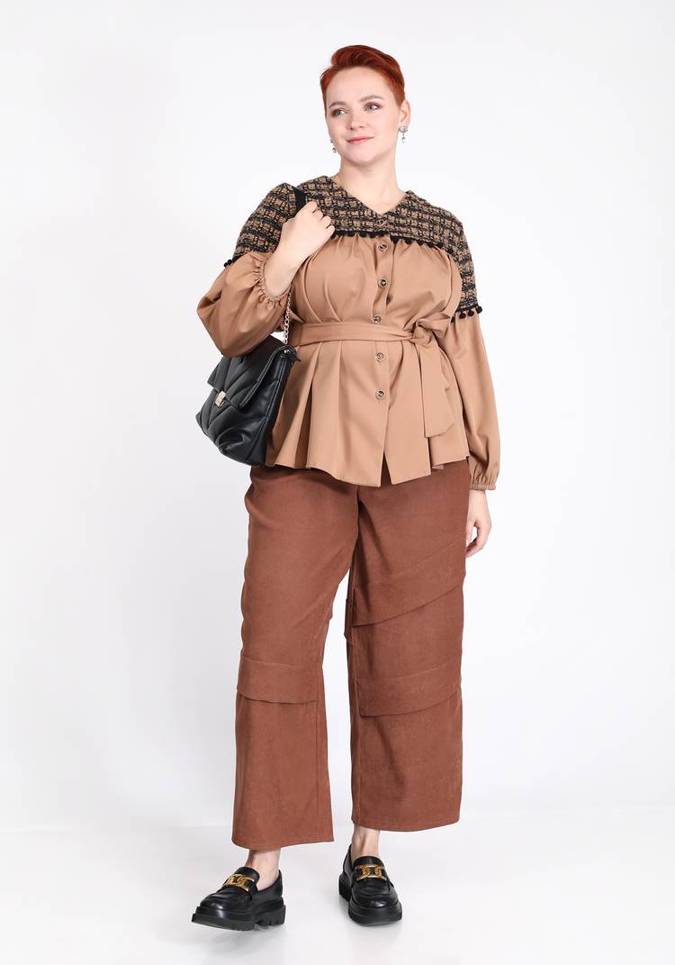 Блуза с поясом и декорированной кокеткой шир.  750, рис. 5