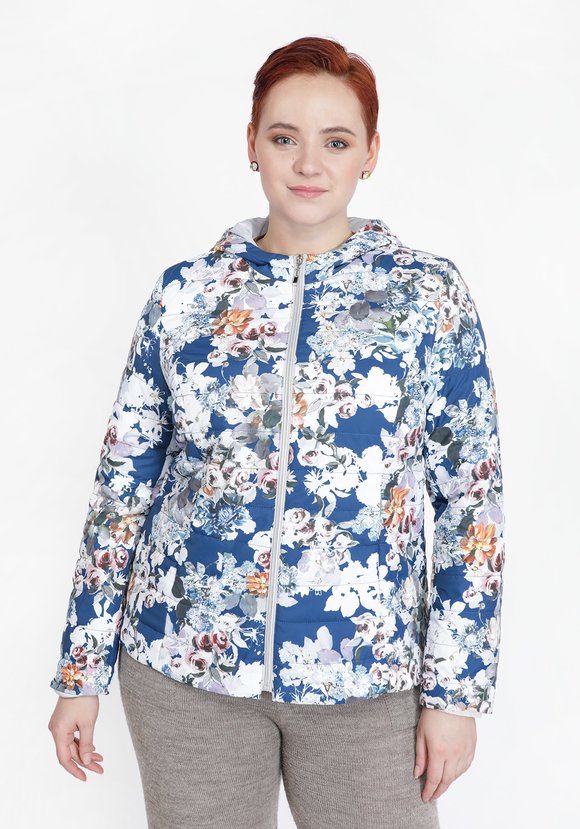 Куртка с принтом цветы шир.  580, рис. 2