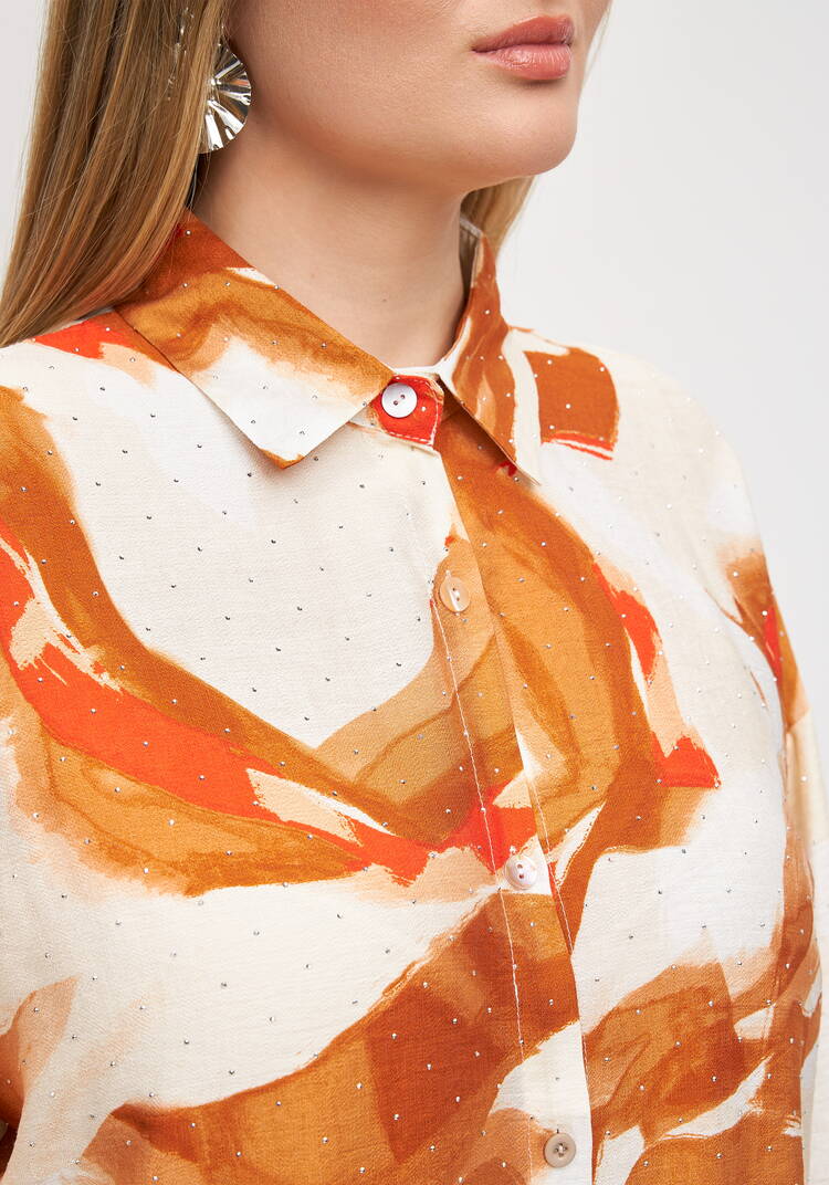 Туника на пуговицах с принтом и стразами шир.  750, рис. 11