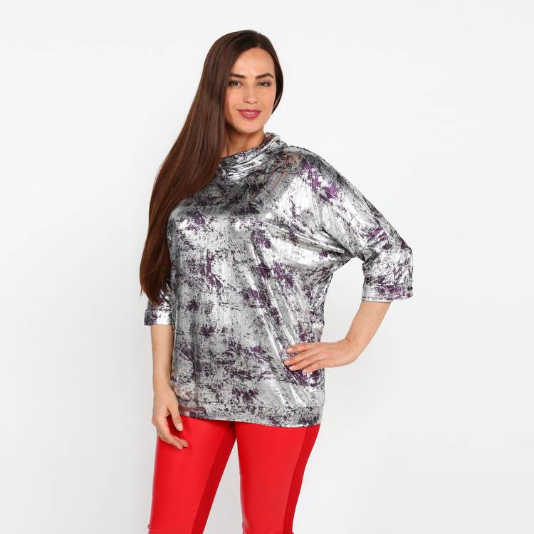 Блуза с блестящим принтом и воротником шир.  750, рис. 5