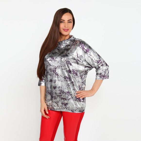 Блуза с блестящим принтом и воротником шир.  580, рис. 5