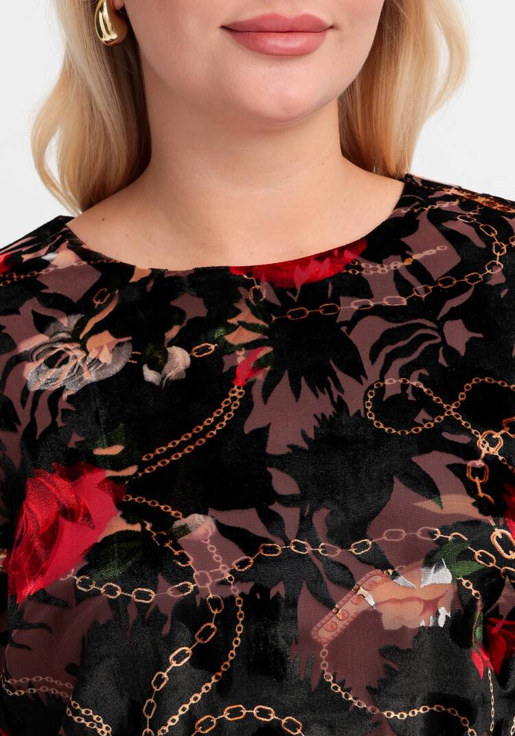 Платье с цветочным принтом из креш бархата шир.  750, рис. 5