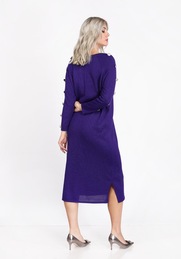 Платье однотонное с пуговицами на рукавах шир.  580, рис. 3