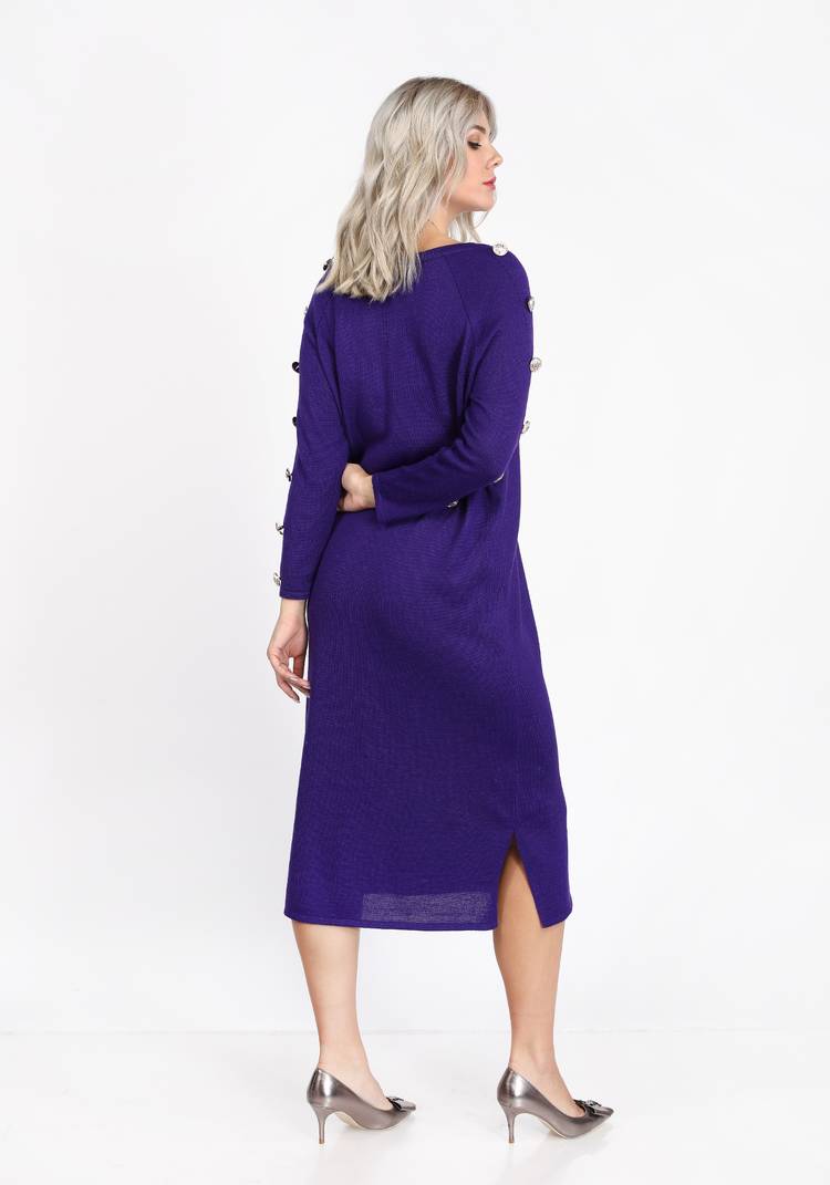 Платье однотонное с пуговицами на рукавах шир.  750, рис. 3