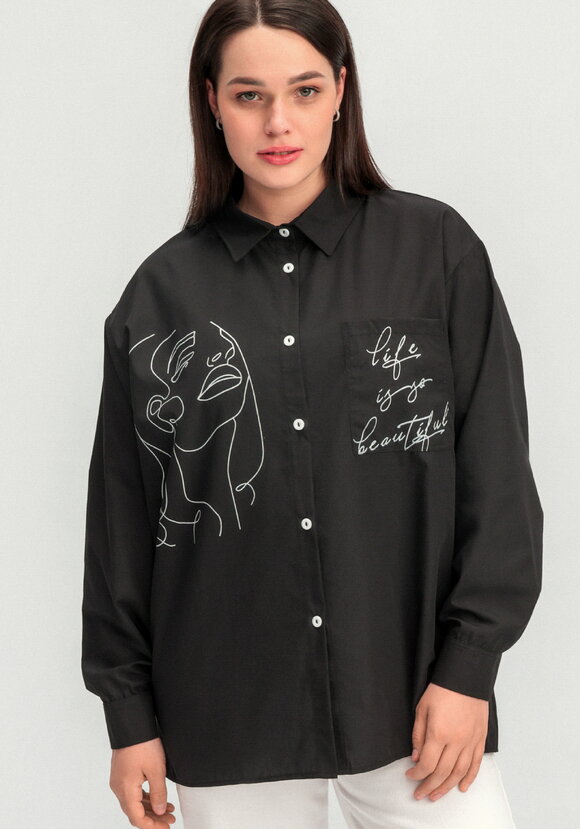 Рубашка с принтом на передней полочке шир.  580, рис. 24