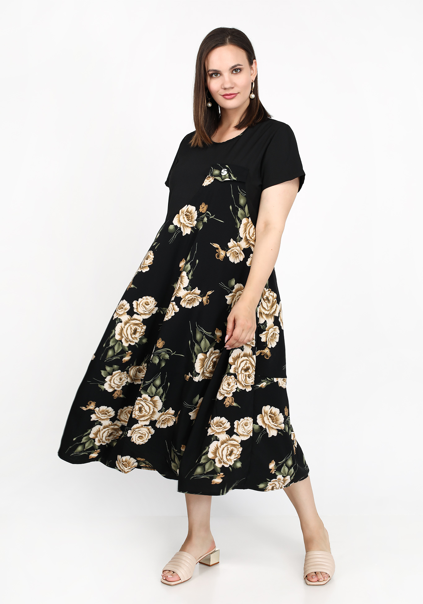 Платье с коротким рукавом без застежки