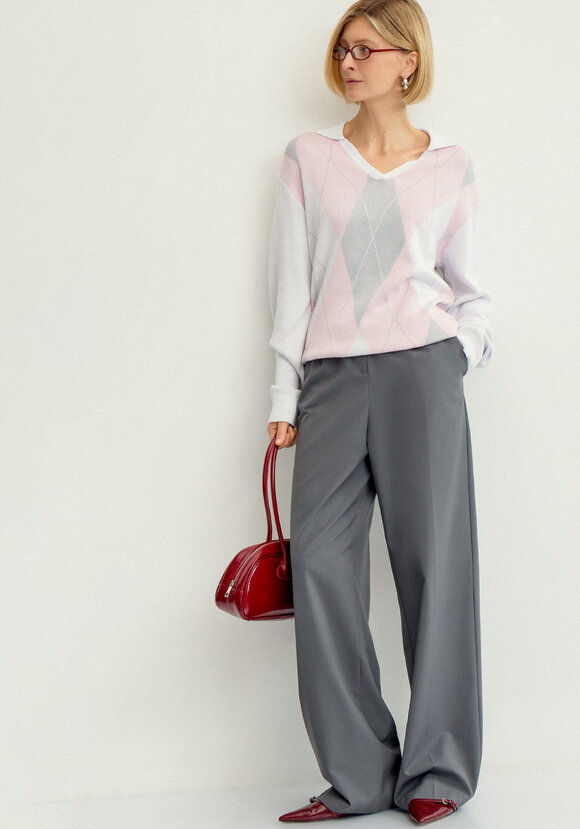 Джемпер с воротом-поло и ромбовидным узором шир.  580, рис. 2