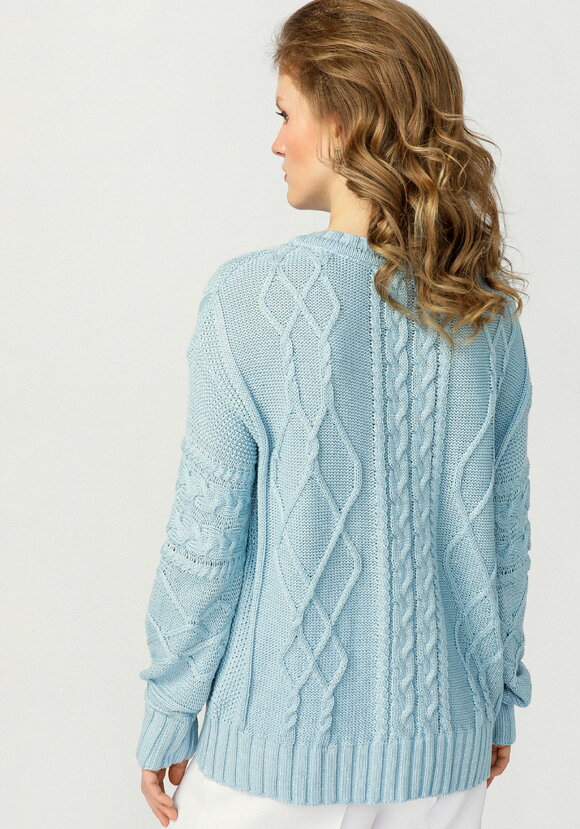 Джемпер женский с рисунком косы и араны шир.  580, рис. 18