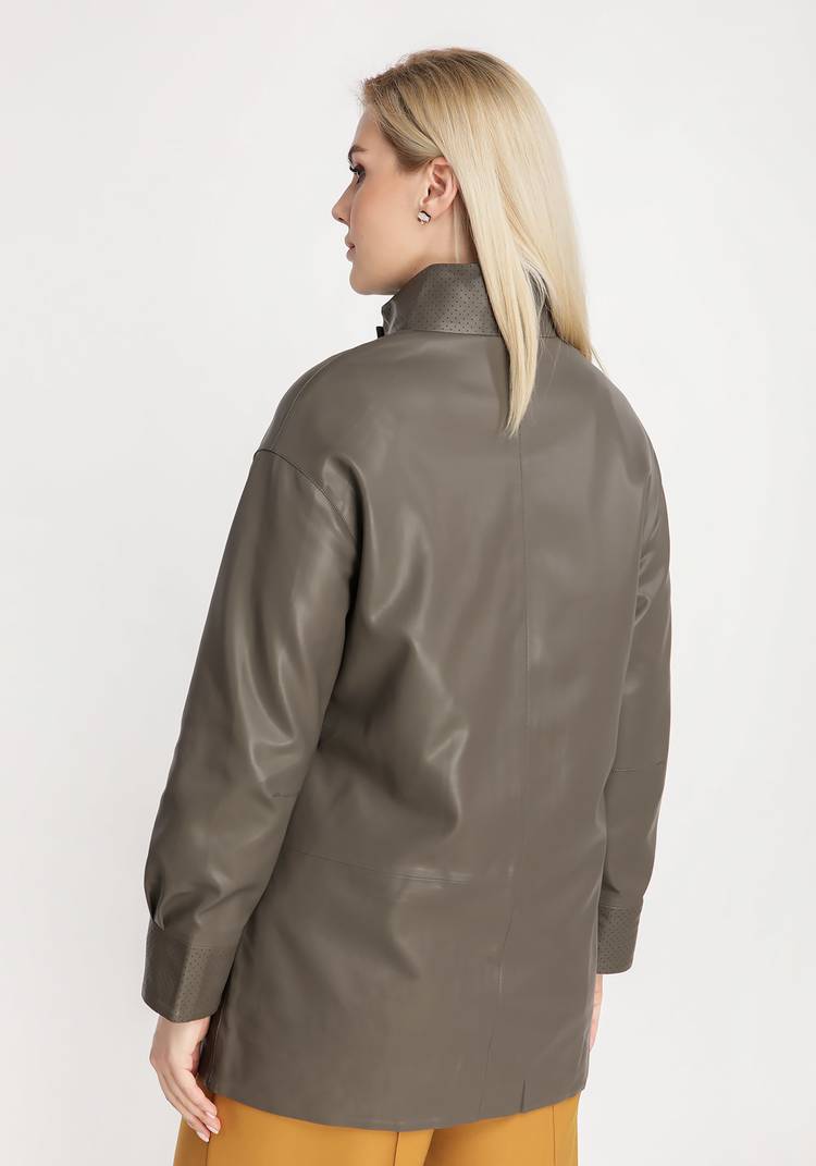 Куртка из экокожи с воротником-стойкой шир.  750, рис. 6