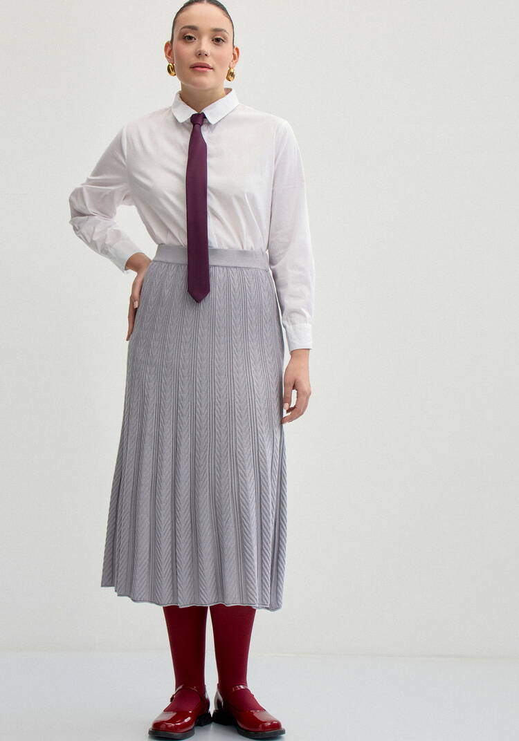 Юбка миди фактурная на широком поясе шир.  750, рис. 10