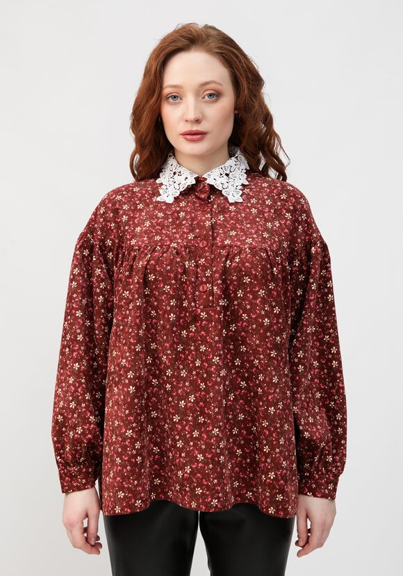 Блуза с цветочным принтом и воротником шир.  580, рис. 25