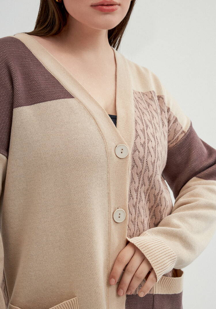 Кардиган с разноцветными вставками шир.  750, рис. 5