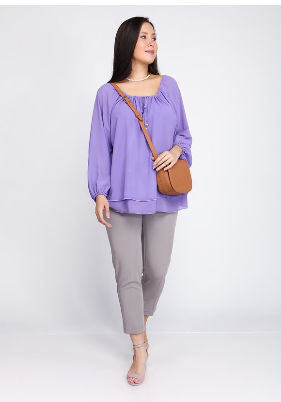 Блуза из шифона с воротом на кулиске шир.  580, рис. 1