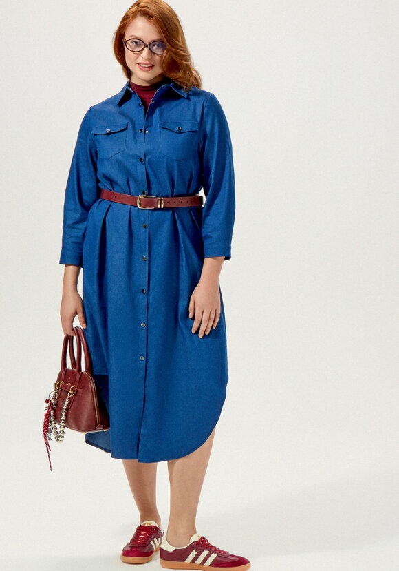 Платье-рубашка А-силуэта на кнопках шир.  580, рис. 7