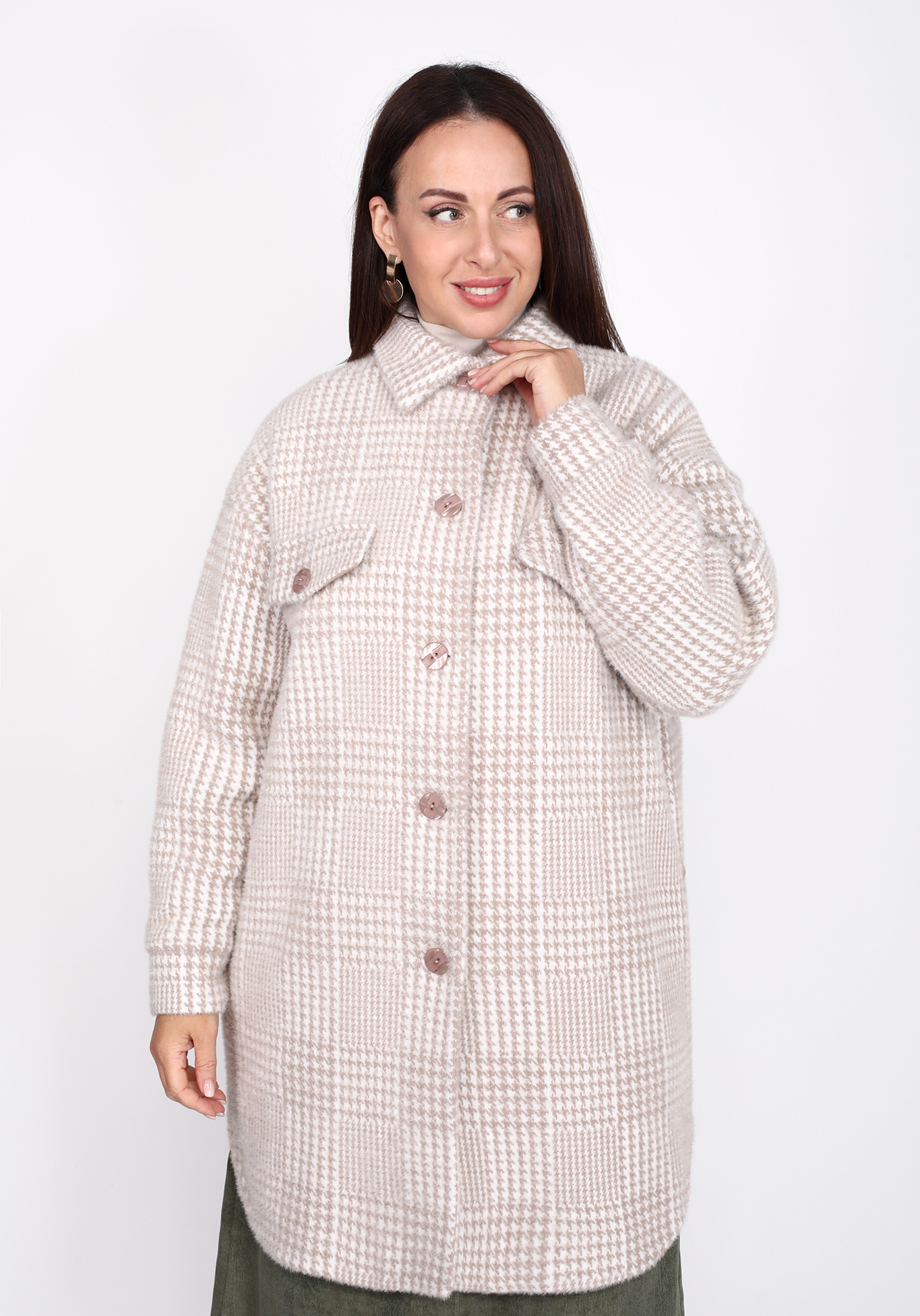 Полупальто рубашечного кроя из шерсти