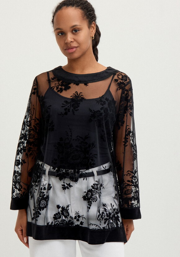 Блуза из сетки с бархатным принтом шир.  580, рис. 4