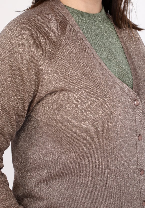 Кардиган вязаный с метанитью шир.  580, рис. 12