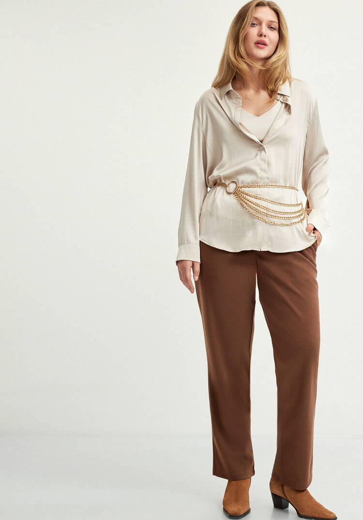 Прямые брюки на резинке с карманами шир.  750, рис. 8