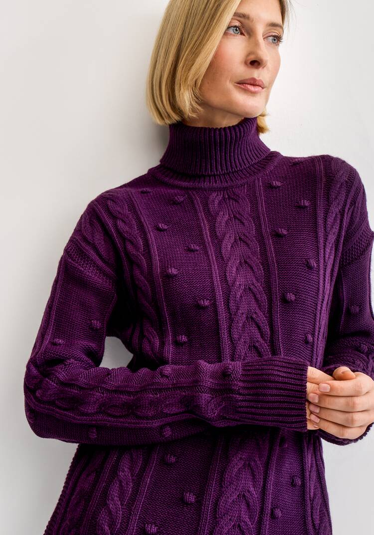 Джемпер с высокой горловиной и косами шир.  750, рис. 36